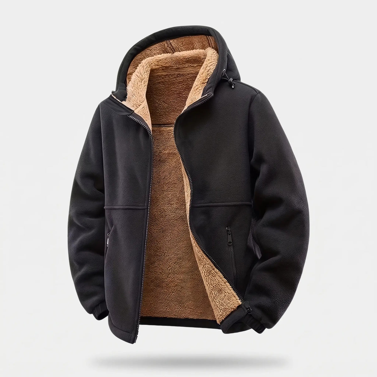 Men's sherpa jacket in Black - front view