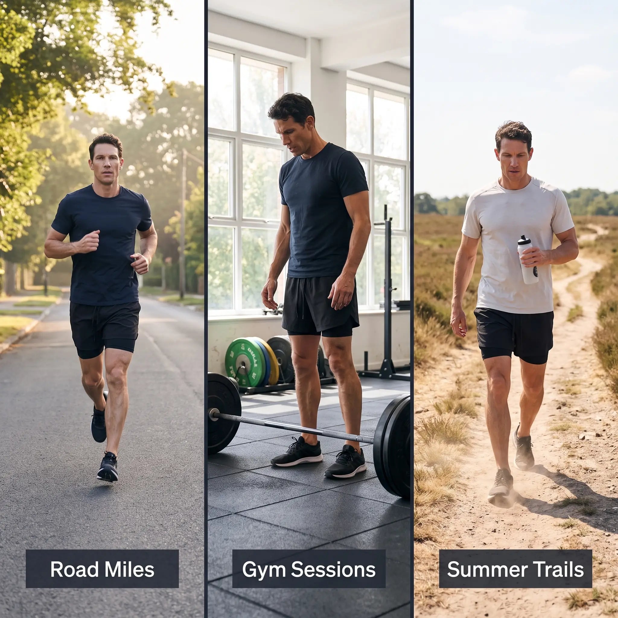 The 2 in 1 running shorts worn for road running, gym sessions and summer trails