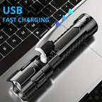LED Long-Range Zoom Torch – USB Rechargeable Utility Flashlight