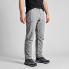 Men's grey walking trousers worn, three-quarter view