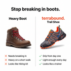 Heavy hiking boot vs terrabound Trail Shoe comparison
