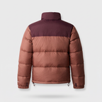 Terrabound men's colour block puffer jacket in Clay, back view