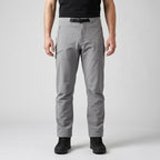 Men's grey walking trousers worn, front view