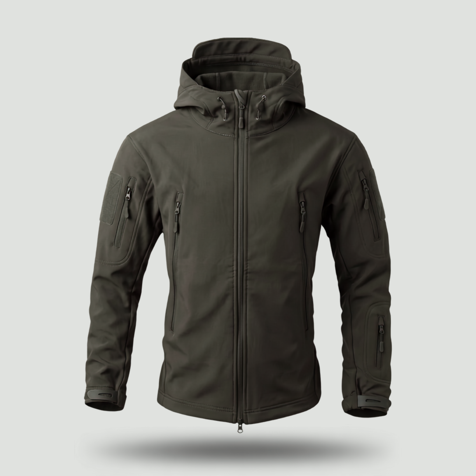 Mens Softshell Jacket – Fleece Lined Hooded Military Style Coat with Zip Pockets