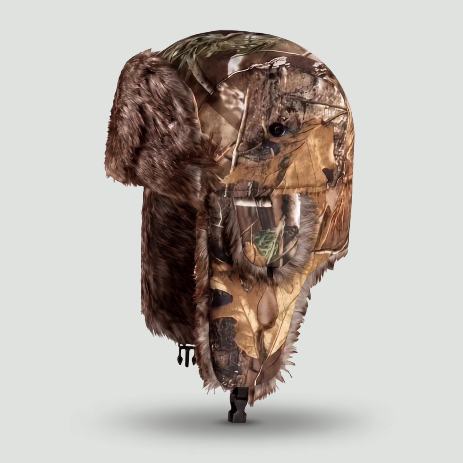 Camouflage Trapper Hat – Faux-Fur Lined Winter Hat with Ear Flaps and Chin Strap