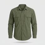 Men's fishing shirt in Army Green, front view
