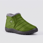 Women's slip-on snow boots, faux fur lined, Army Green, side view