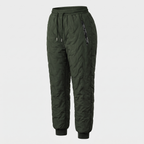 Women's fleece lined quilted trousers, Army Green, cuffed ankle