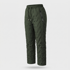 Women's fleece lined quilted trousers, Army Green, straight leg