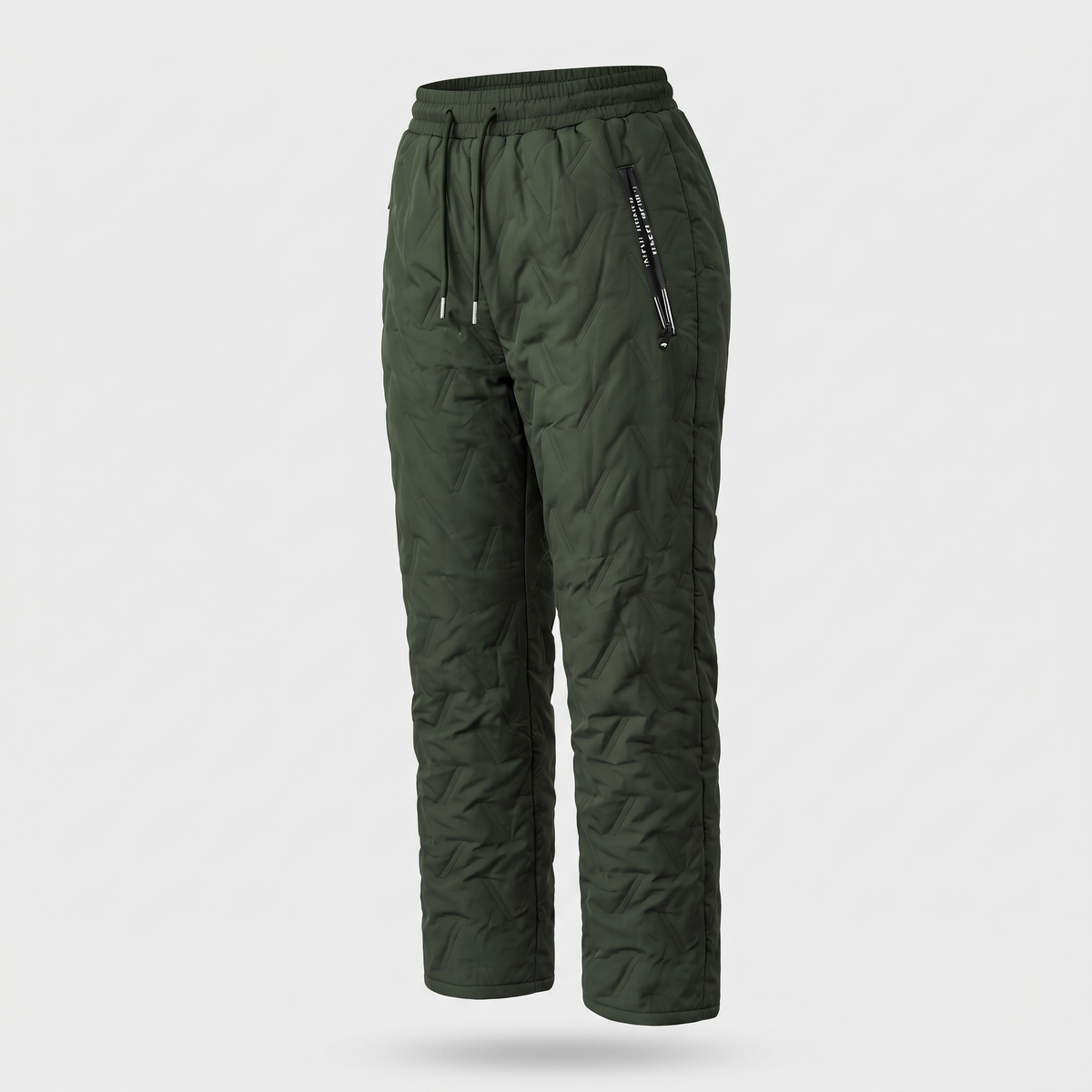 Women's fleece lined quilted trousers, Army Green, straight leg
