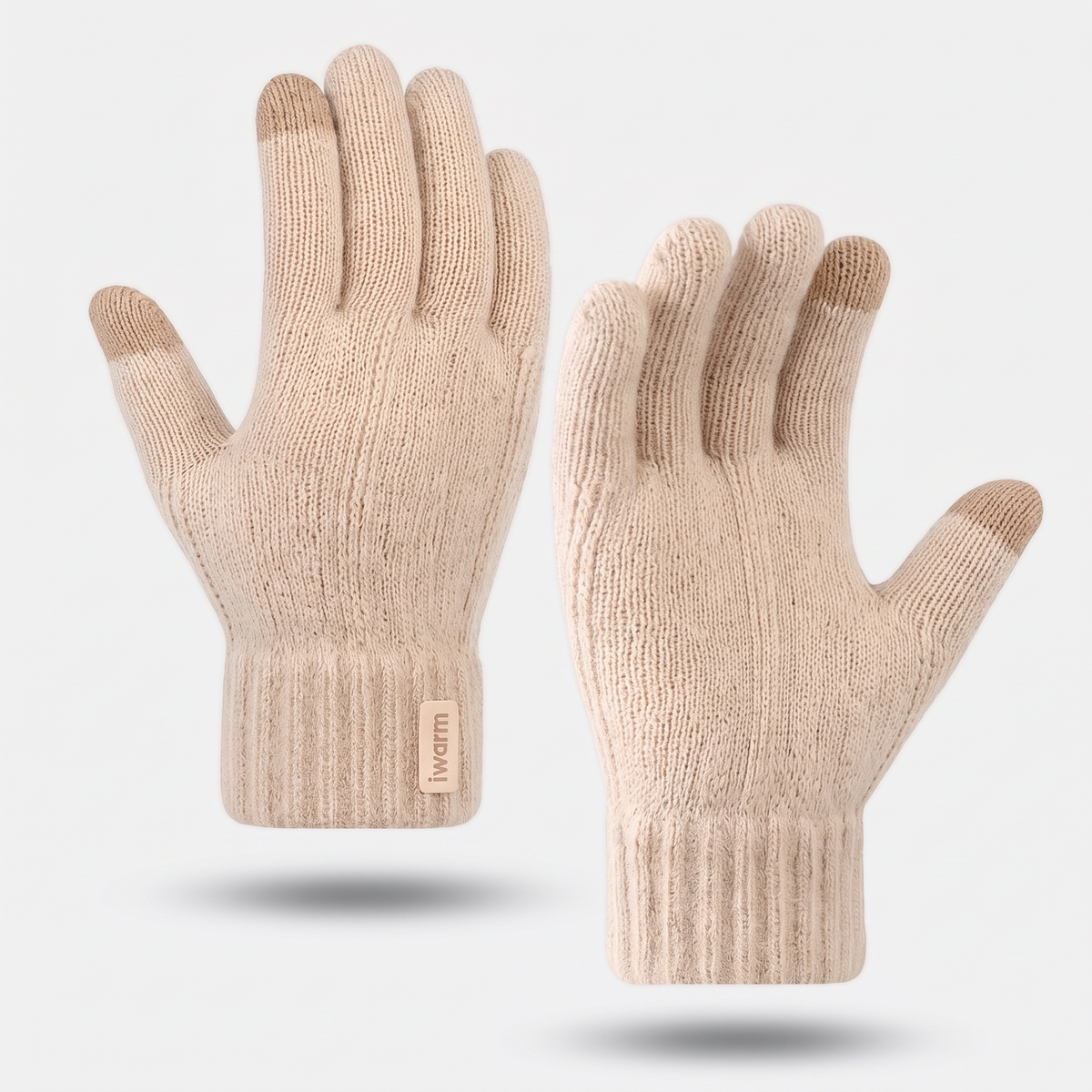 Knitted touchscreen gloves in Beige