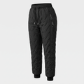 Women's fleece lined quilted trousers, Black, cuffed ankle