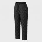 Women's fleece lined quilted trousers, Black, straight leg