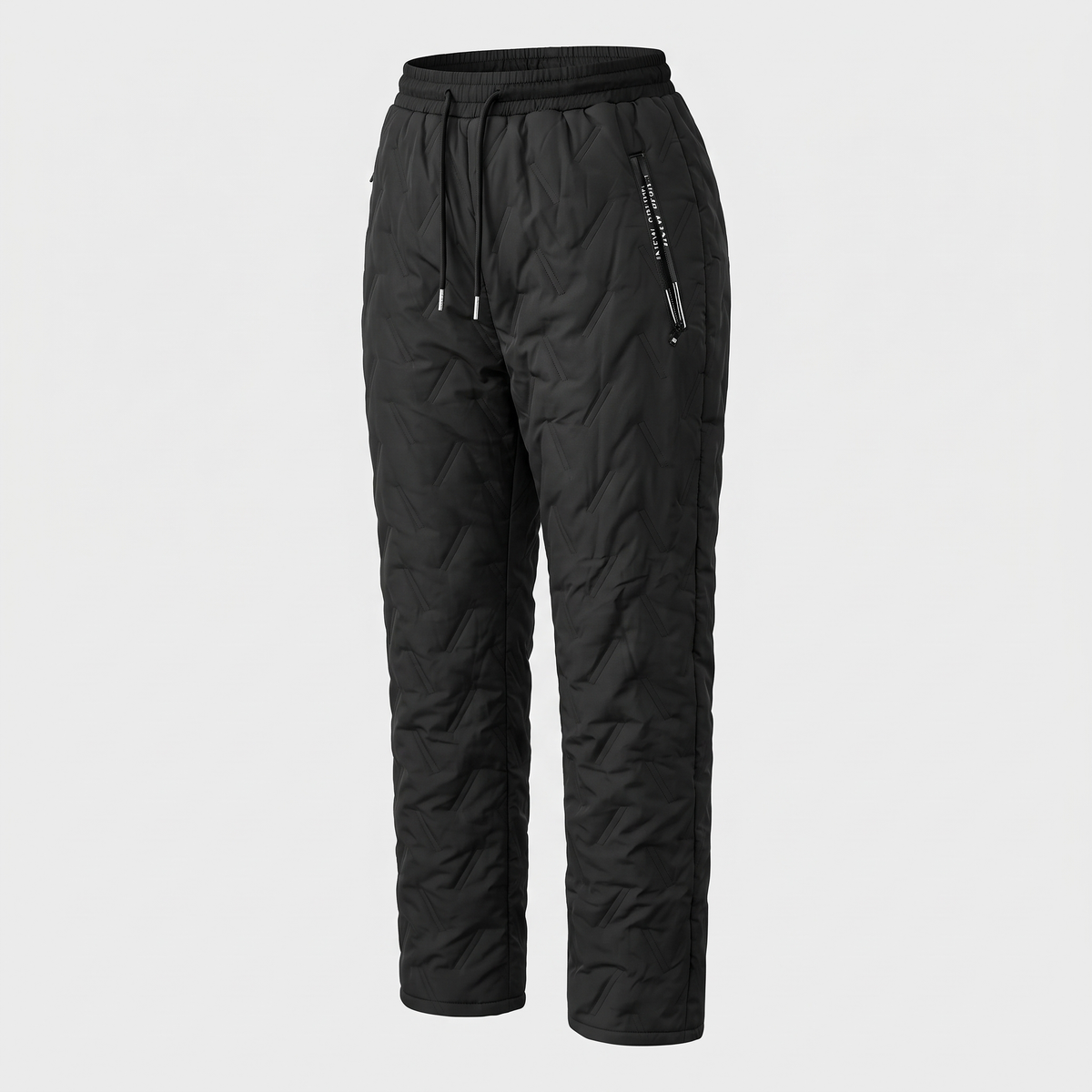 Women's fleece lined quilted trousers, Black, straight leg