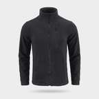 Men's Camo Fleece Jacket – Full Zip Stand Collar – Black