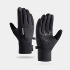Running gloves in Black, back with zip pocket and palm with silicone grip