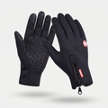 Touchscreen gloves in Black, palm and back, three touchscreen fingertips and zip cuff