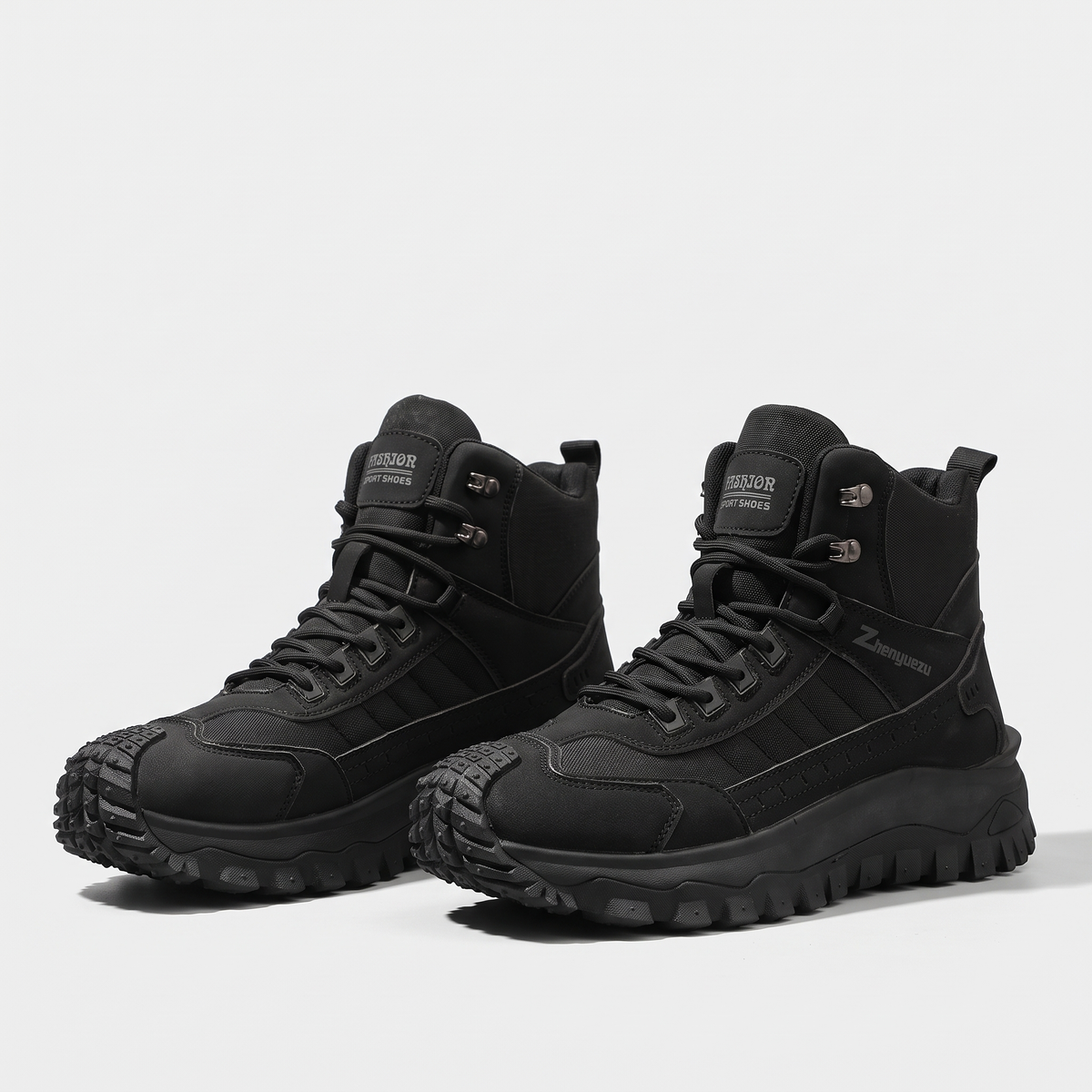 Men's Walking Boots in Black, pair, three-quarter view