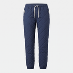 Women's fleece-lined hiking trousers navy blue ghost mannequin front