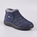 Women's slip-on snow boots, faux fur lined, Navy, side view
