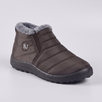 Women's slip-on snow boots, faux fur lined, Coffee, side view