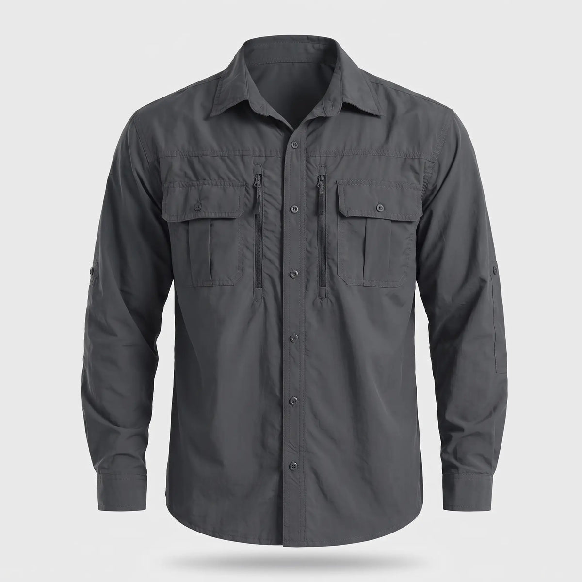 Men's fishing shirt in Dark Grey, front view