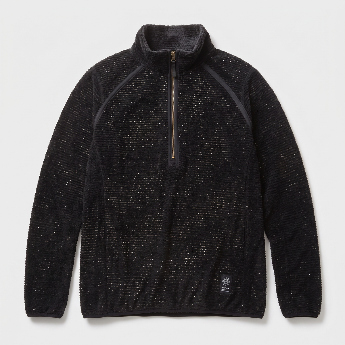 Black half zip fleece jumper with a standing collar