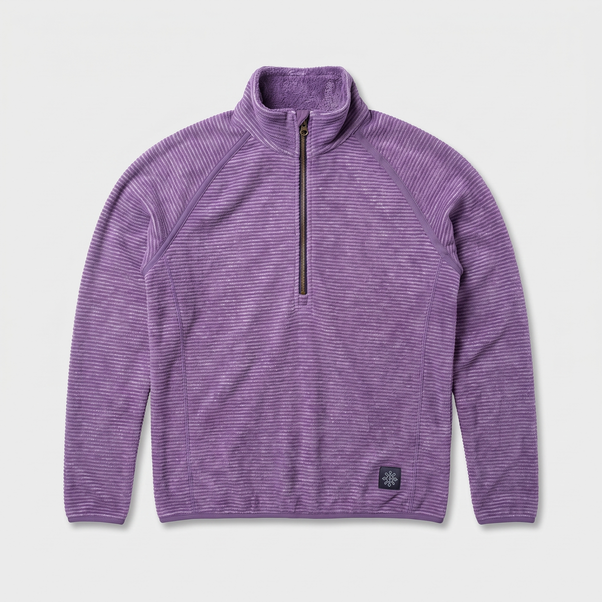 Purple half zip fleece jumper with a standing collar