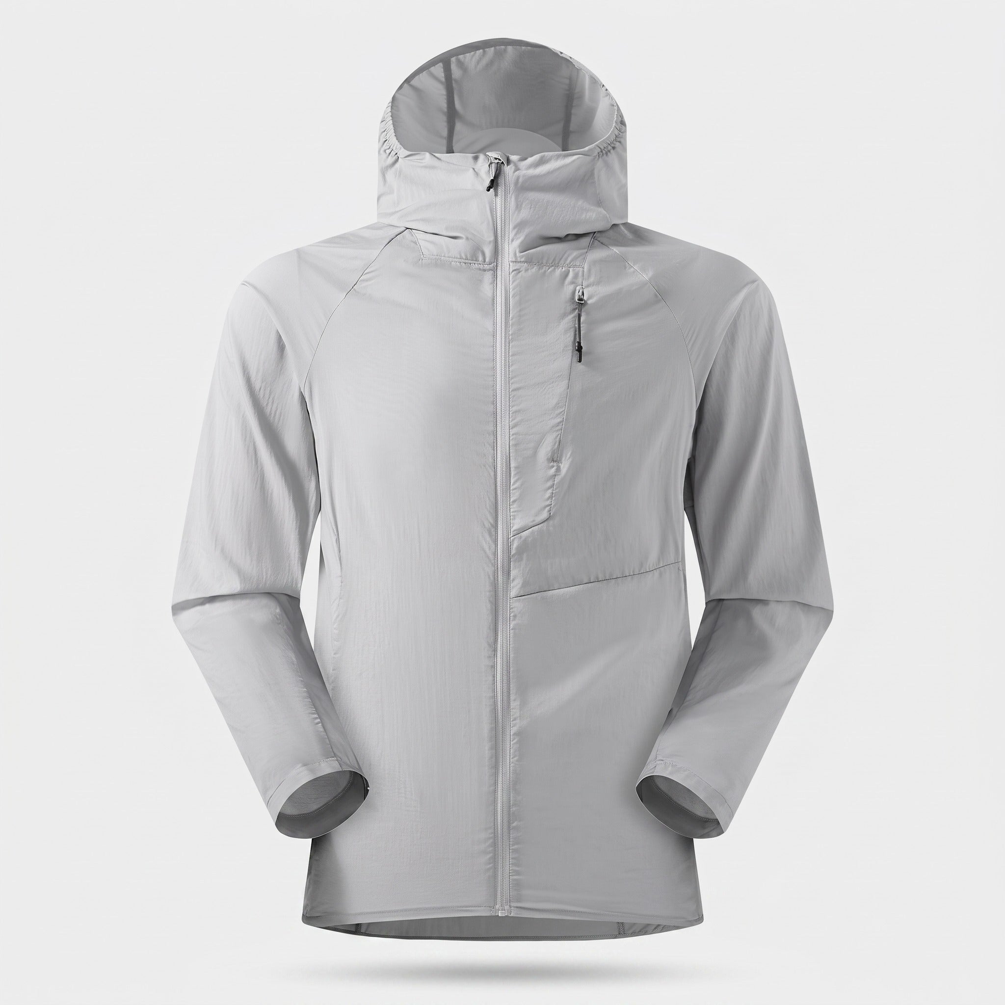 Men's lightweight windbreaker in Light Grey, front view