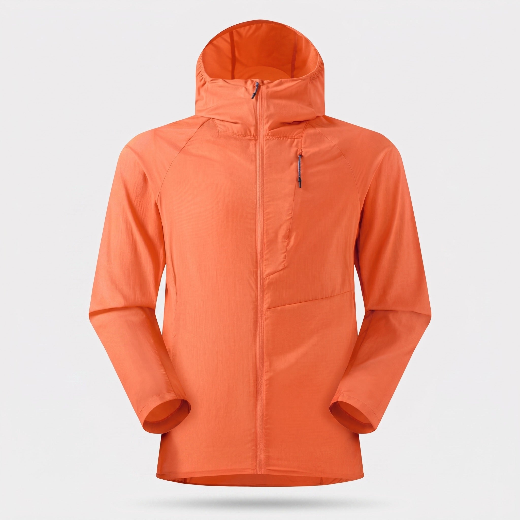Men's lightweight windbreaker in Sunset Orange, front view