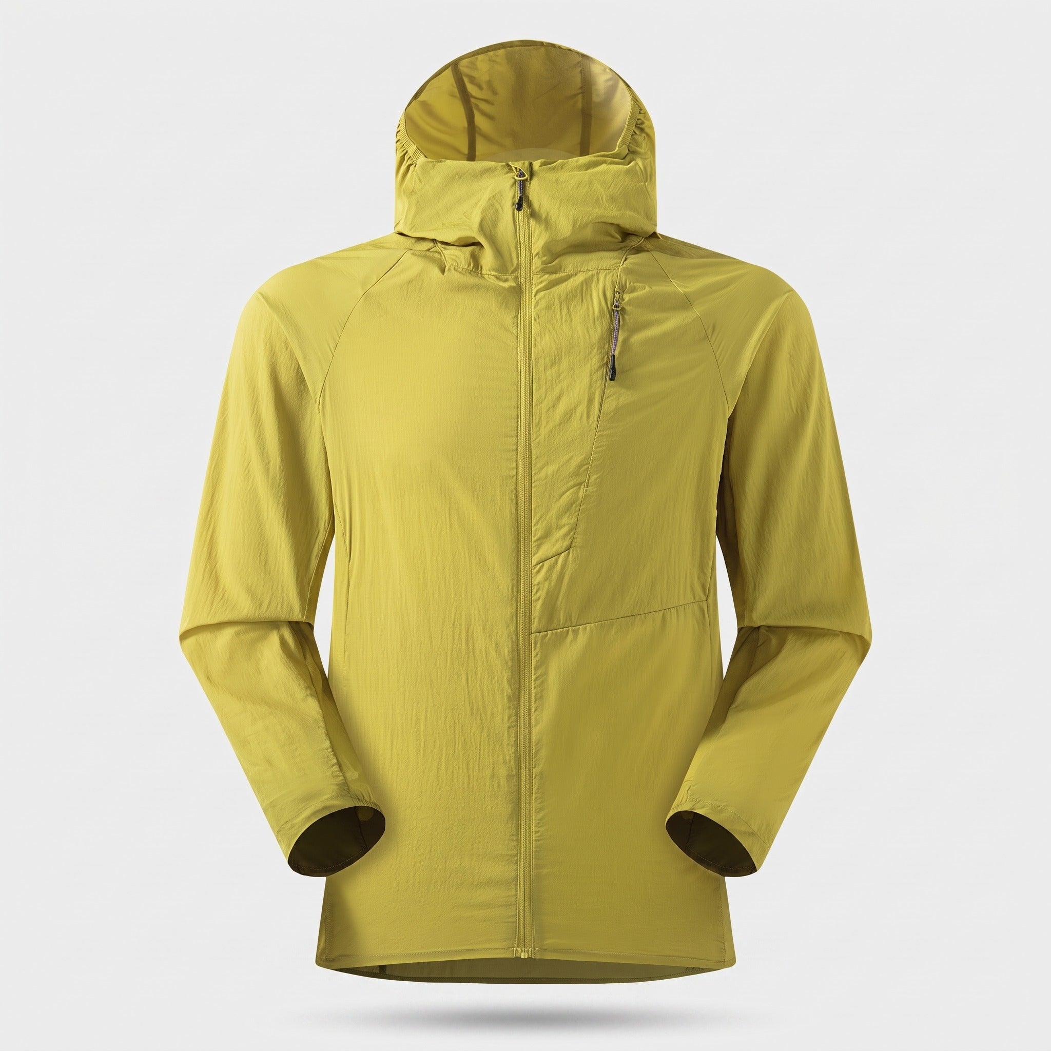 Men's lightweight windbreaker in Turmeric, front view