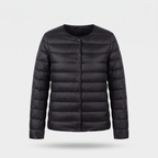 Women's Puffer Jacket in Black, ghost mannequin