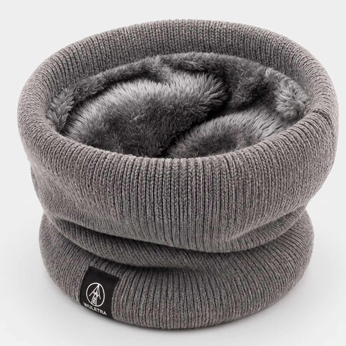 Plush-lined knit snood in Grey
