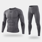 Men's ski base layer set in Grey, honeycomb knit long sleeve top and full-length leggings