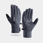 Running gloves in Graphite Grey, back with zip pocket and palm with silicone grip
