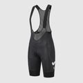 Black women's cycling bib shorts with chamois pad and leg grippers