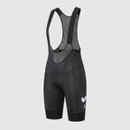 Black women's cycling bib shorts with chamois pad and leg grippers