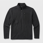 Black men's quarter zip fleece with textured knit and zip chest pocket