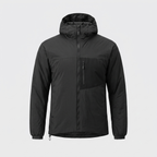 Black men's lightweight padded hooded jacket