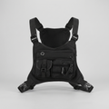 Black men's chest bag with four pockets and adjustable straps