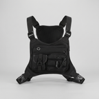Black men's chest bag with four pockets and adjustable straps