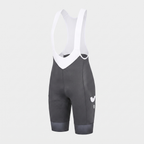 Charcoal women's cycling bib shorts with chamois pad and leg grippers