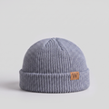 Light grey ribbed fisherman beanie with a turned cuff