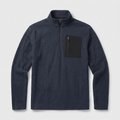 Navy men's quarter zip fleece with textured knit and zip chest pocket