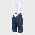 Navy women's cycling bib shorts with chamois pad and leg grippers