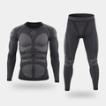 Men's ski base layer set in Black, knitted long sleeve crew neck top and full-length leggings with an ESDY logo waistband