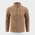 Men's Camo Fleece Jacket – Full Zip Stand Collar – Khaki