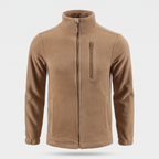 Men's Camo Fleece Jacket – Full Zip Stand Collar – Khaki