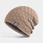 Men's fleece lined slouchy beanie in khaki