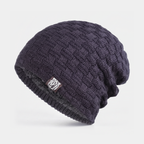 Men's fleece lined slouchy beanie in charcoal blue